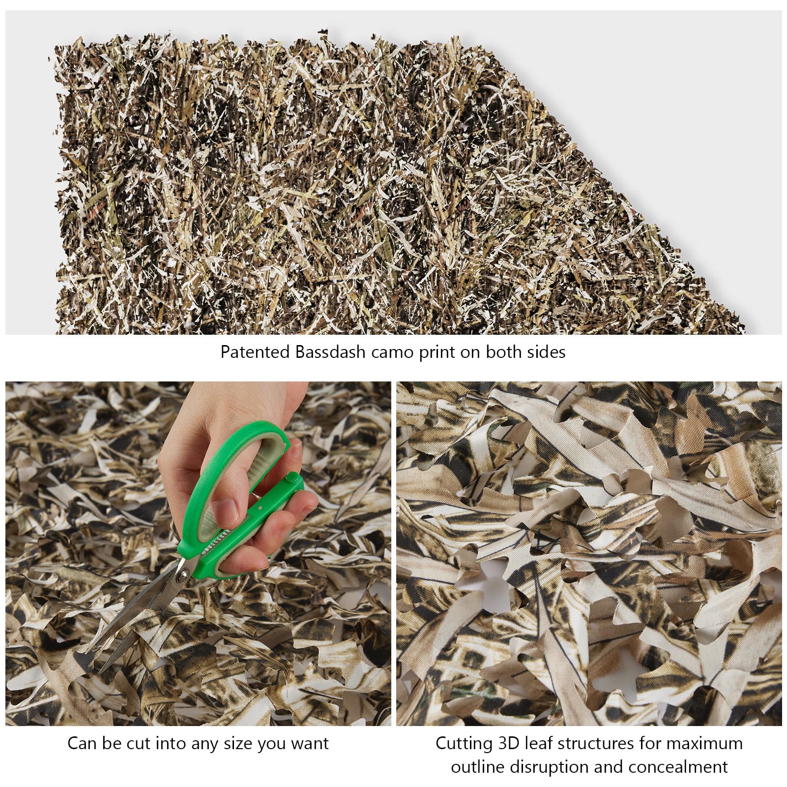 BASSDASH camo netting is non-glare and odorless for stealth setups.