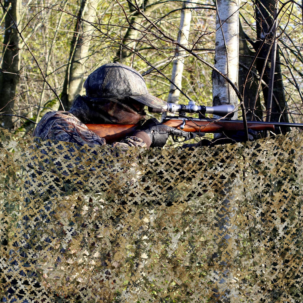 BASSDASH camo netting storage bag keeps gear organized when not in use.