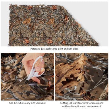 Detailed view of Bassdash camo netting water resistant coating highlighting durability