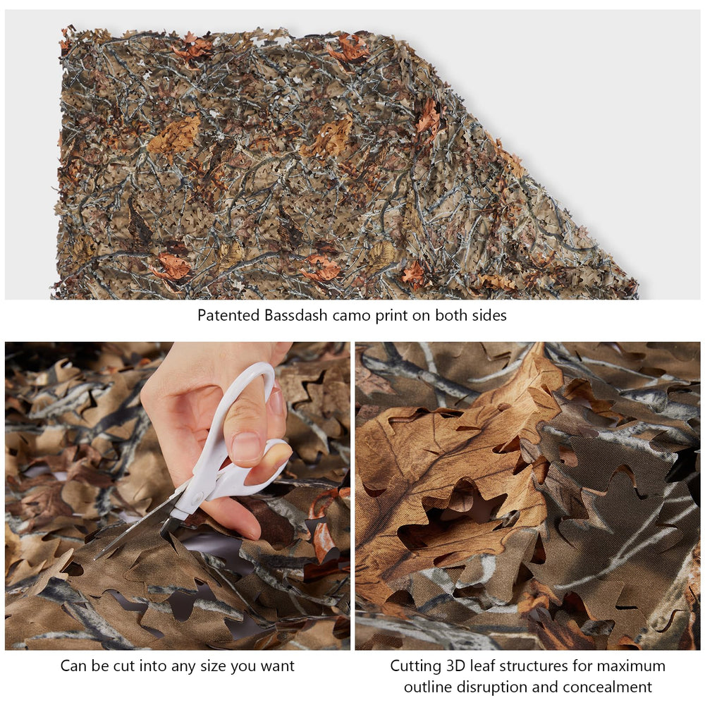 Detailed view of Bassdash camo netting water resistant coating highlighting durability