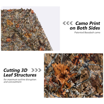 BASSDASH camo netting water-resistant coating visible in damp outdoor use.
