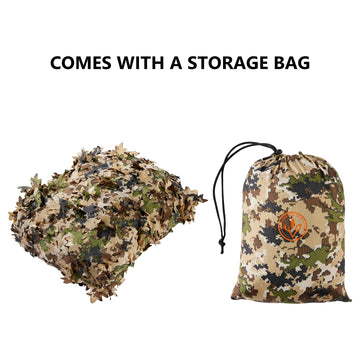 BASSDASH camo netting fabric highlights water resistance and durability in outdoor conditions.
