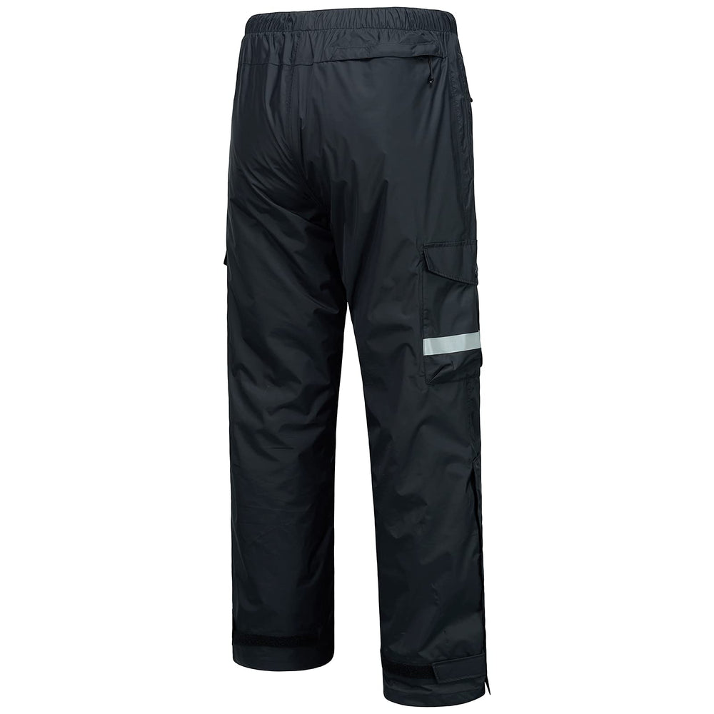 BASSDASH Complete men's waterproof rain pant half-zip legs shown for easy on-off over boots.