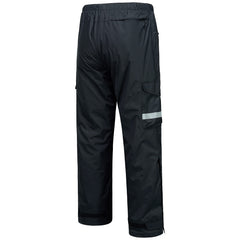 BASSDASH Complete men's waterproof rain pant half-zip legs shown for easy on-off over boots.