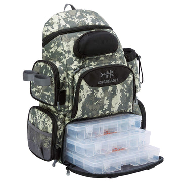 BASSDASH Fishing Tackle Backpack front view for quick access on the water.