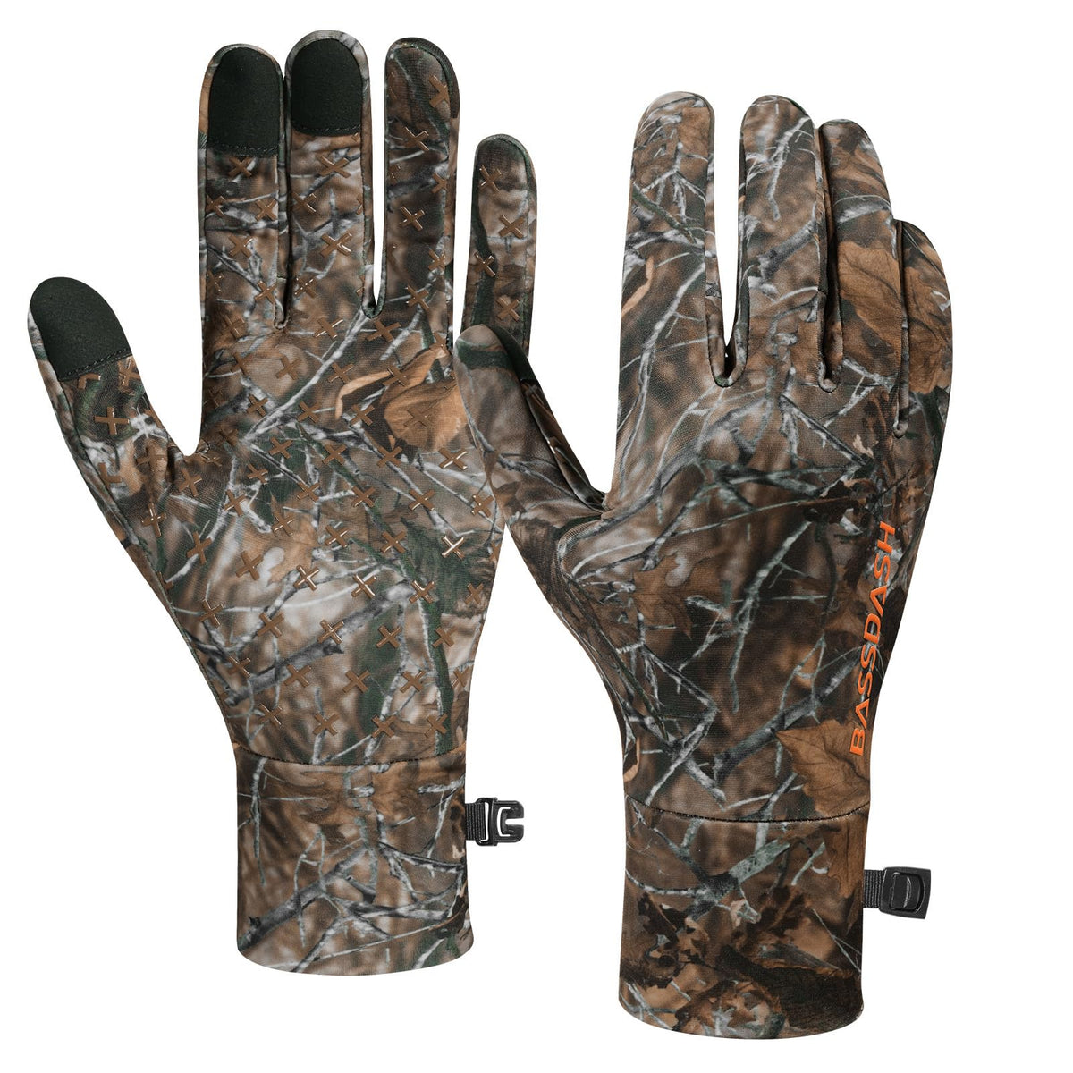 BASSDASH fleece liner palm grip helps secure tools during hunting and fishing.