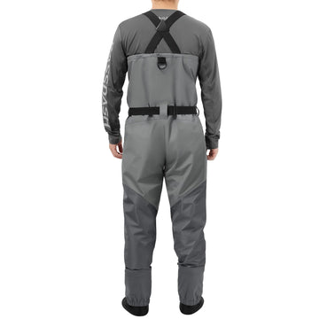 Bassdash Flex lower nylon layers offer rugged waterproofing and mobility on rough riverbanks.