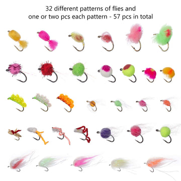 Close-up of dry flies included in the BASSDASH kit