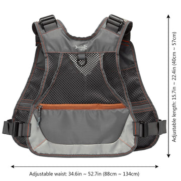 18-pocket layout with zippered pockets on Bassdash vest