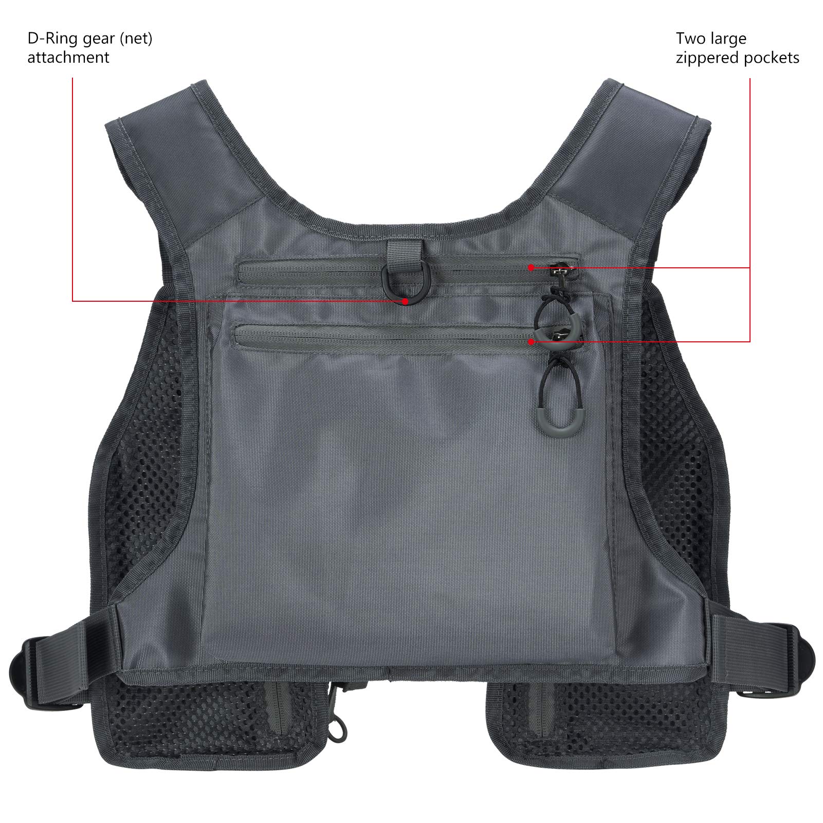 Close-up of chest pocket for fly boxes