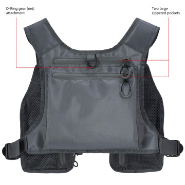 Close-up of chest pocket for fly boxes