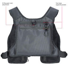 Close-up of chest pocket for fly boxes