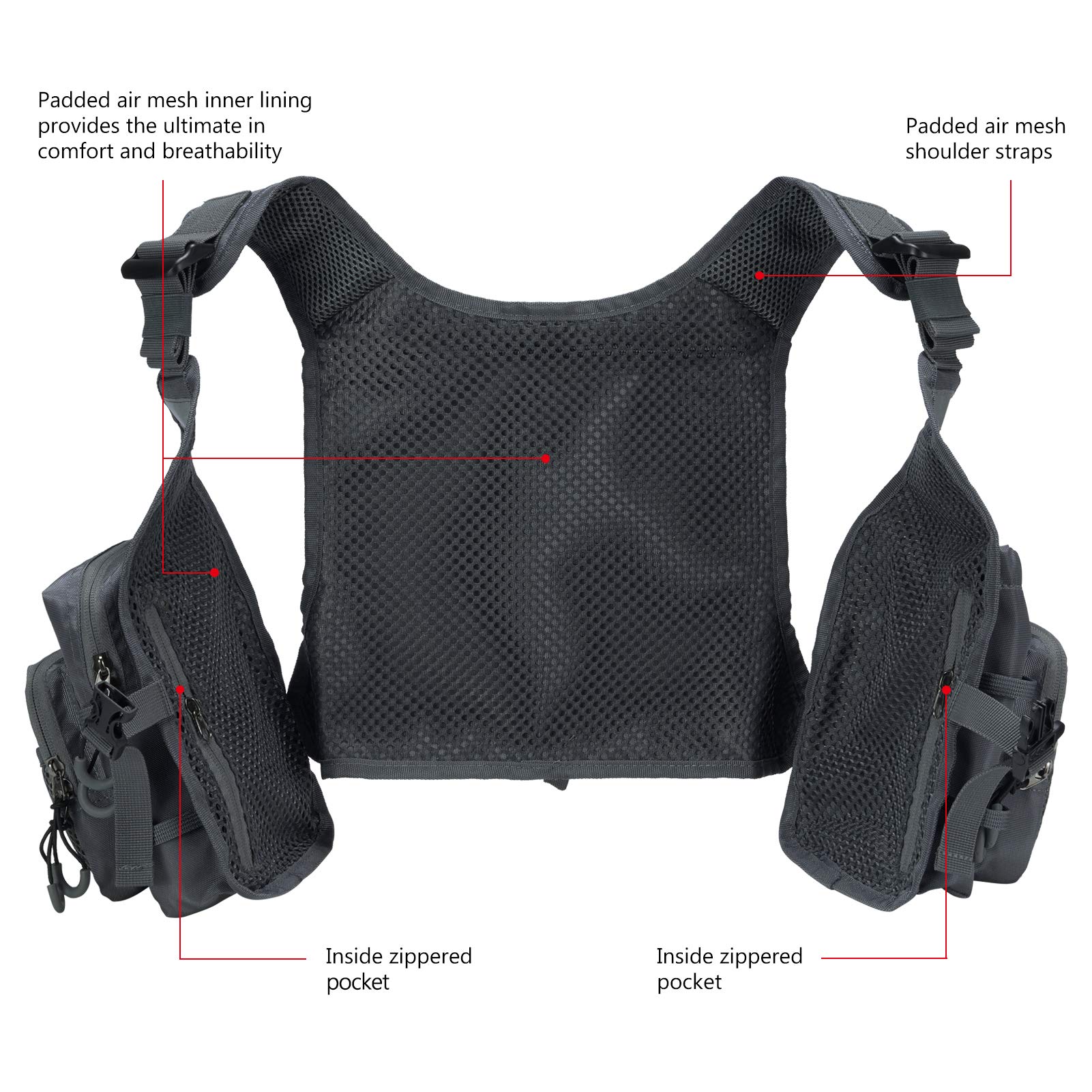 MOLLE web gear lash, rod holder and D-ring attachments