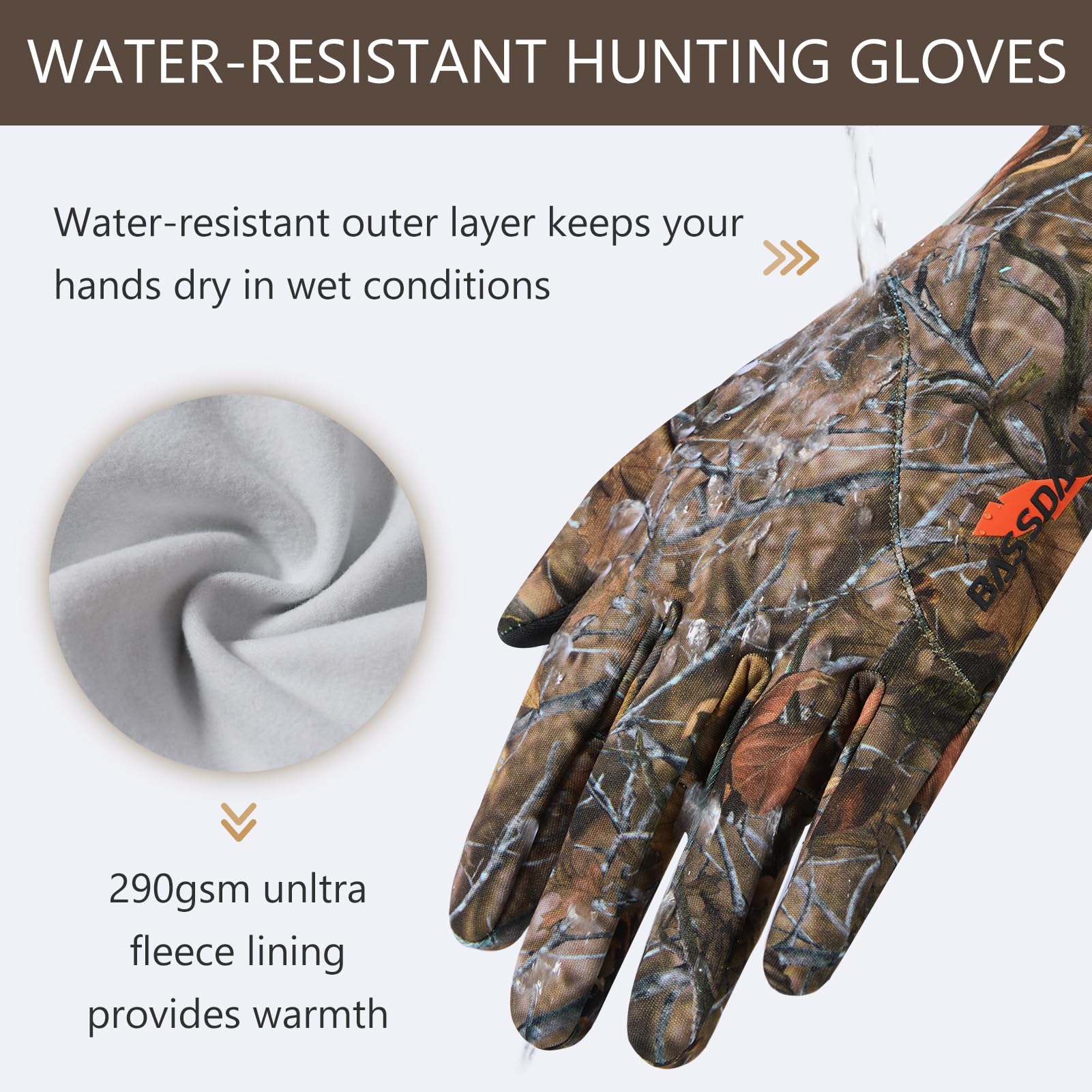 BASSDASH authentic natural camo helps blend into varied terrain