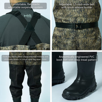 BASSDASH IMMERSE boot feet with deep tread for solid grip.