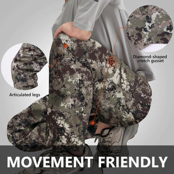 BASSDASH Invis Kids pants camo pattern for stealthy hunting-inspired outdoor wear.