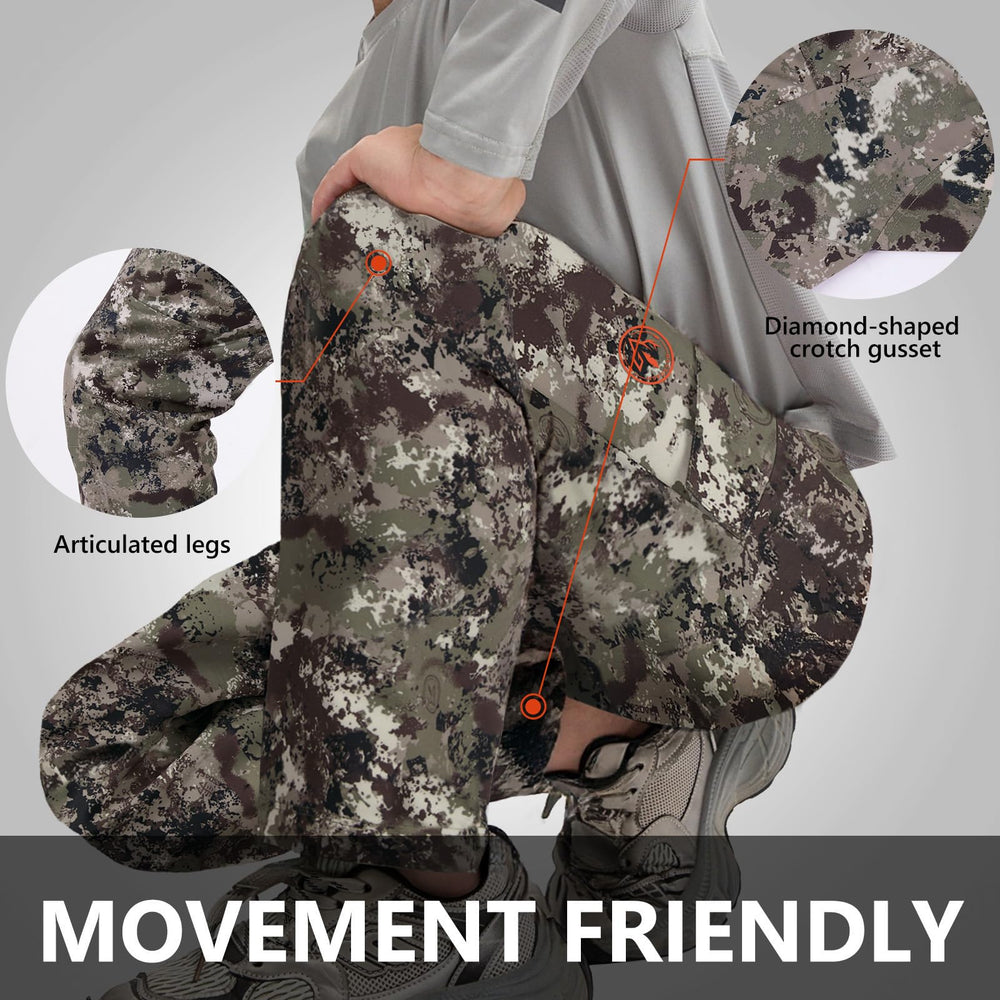BASSDASH Invis Kids pants camo pattern for stealthy hunting-inspired outdoor wear.