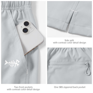 BASSDASH Men’s 7in fishing shorts zipper back pocket keeps essentials secure