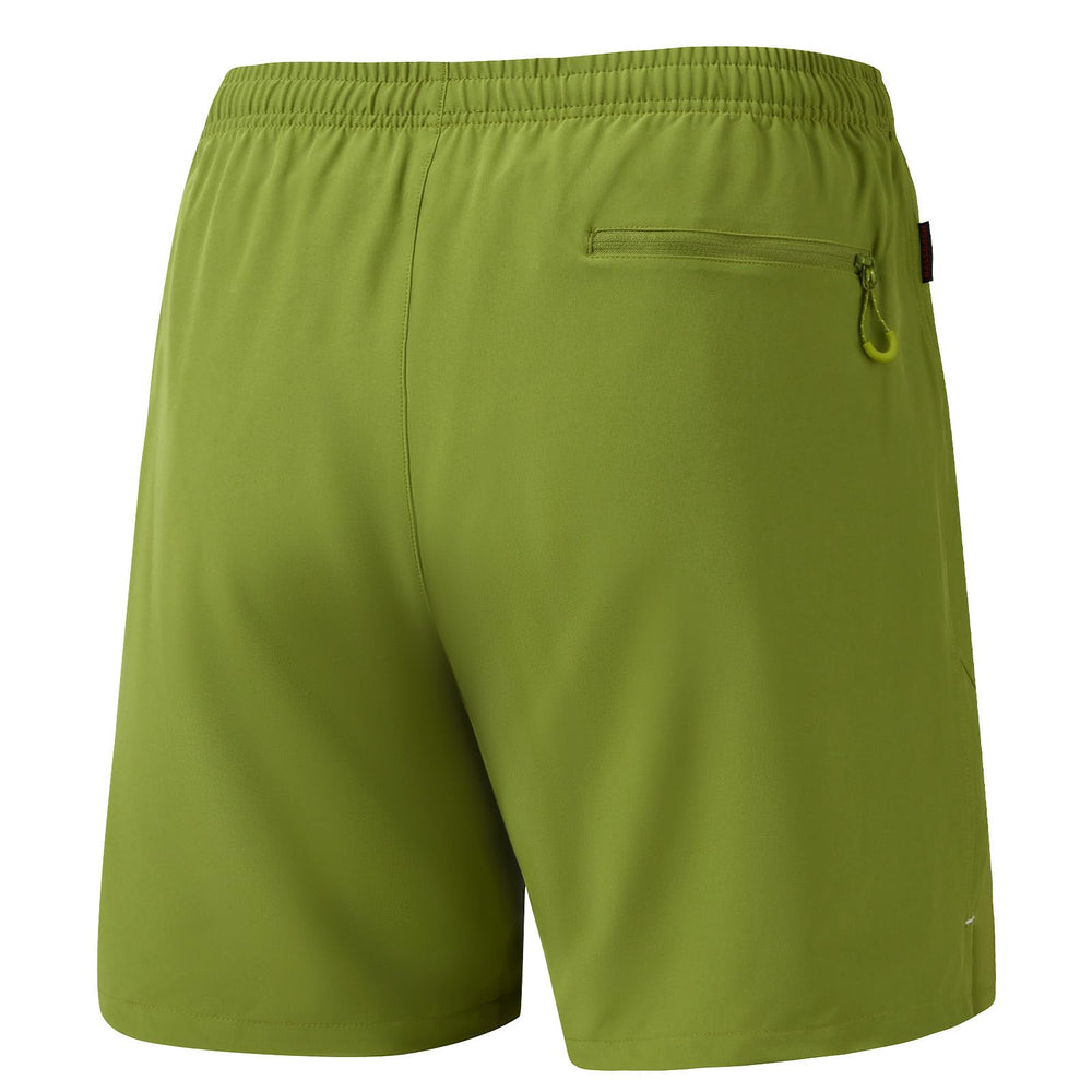 BASSDASH shorts with elastic waistband and drawstring for secure comfort during activity.