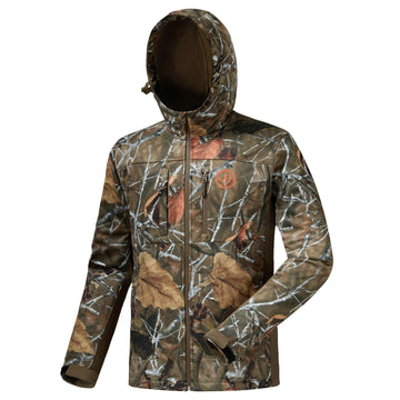 BassDASH men's insulated hunting hoodie front view highlights stealth warmth for dawn hunts.