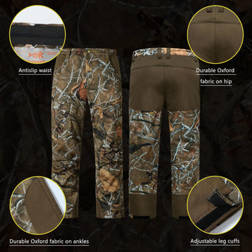 BASSDASH men's insulated hunting pants zippered leg pockets emphasize secure storage on treks