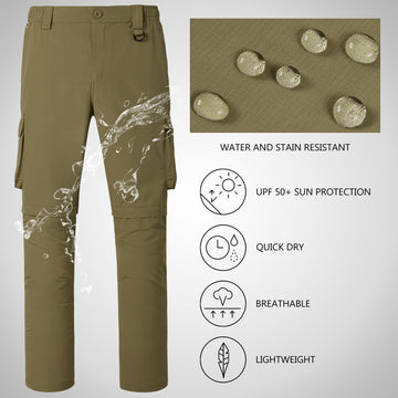 BASSDASH zip-off knee pants shown as shorts for heat relief during hikes.