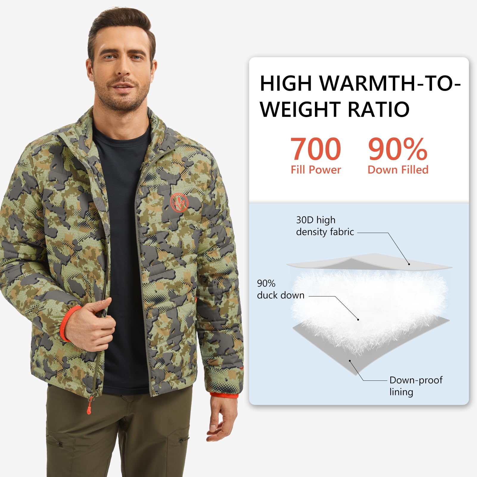 BASSDASH Puffy Down Jacket thermal mapping highlights core warmth and freedom of movement