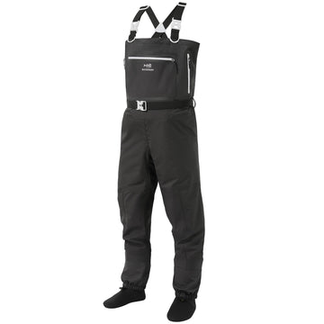 BASSDASH men's wader front view highlighting lightweight breathability for comfortable wading.