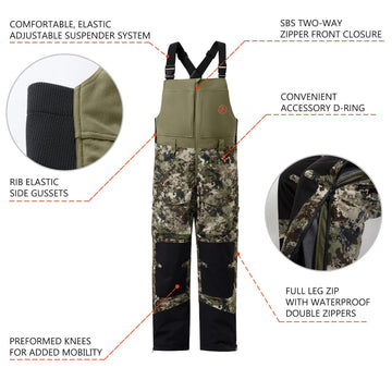 Close-up of insulated legs highlighting 150gsm Thinsulate warmth and mobility.