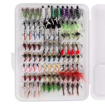 Angler preparing for trout fishing with nymph flies