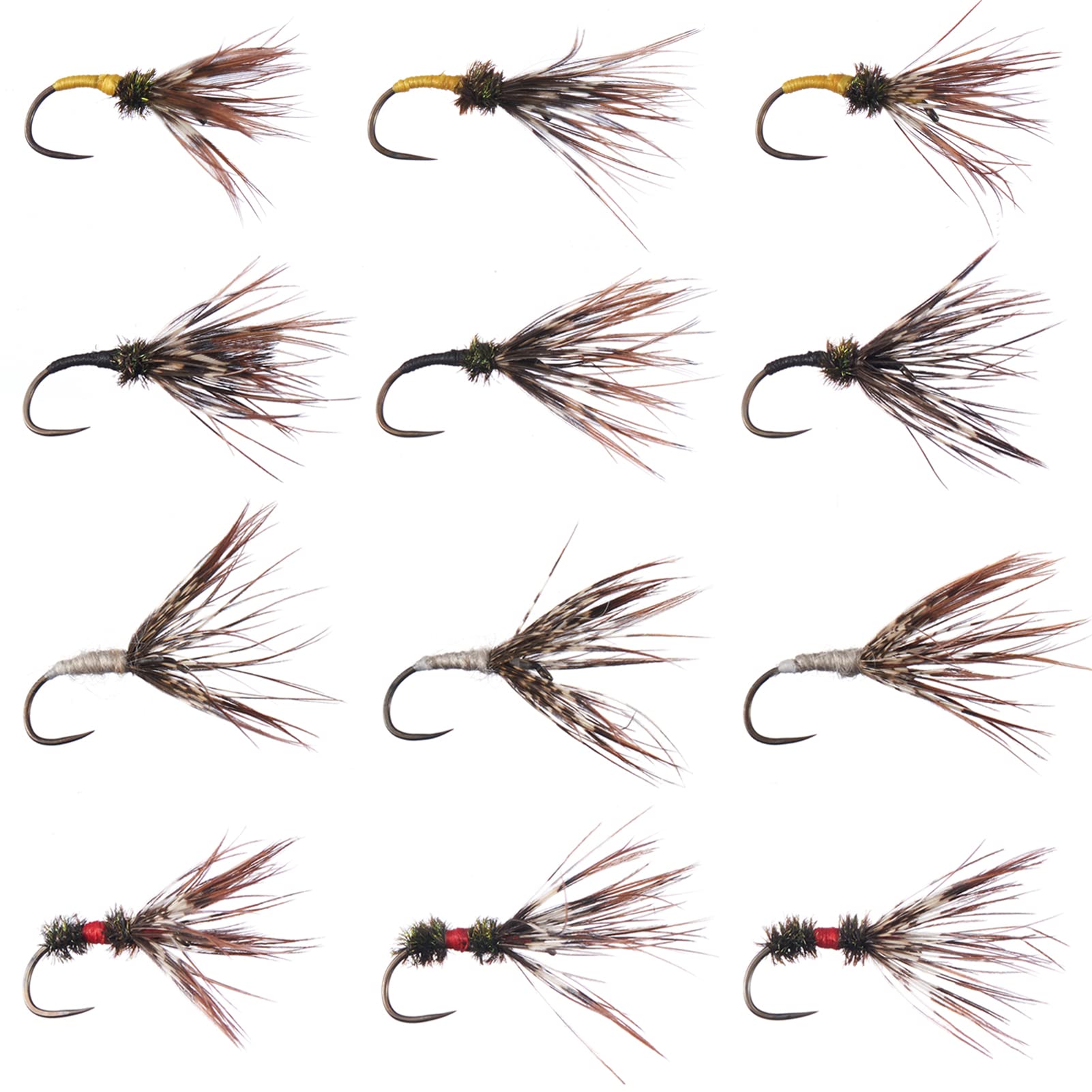 BASSDASH 12-piece Sakasa Kebari Tenkara fly assortment close-up