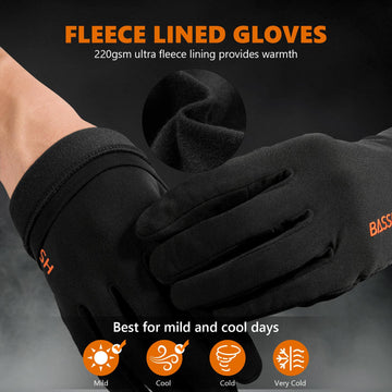 BASSDASH fleece liner gloves with touchscreen fingers enable GPS use without removal.