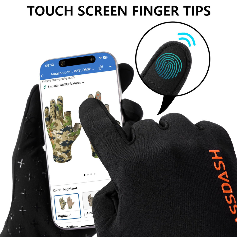 BASSDASH fleece liner gloves ideal for layering under shell gloves on cool days.
