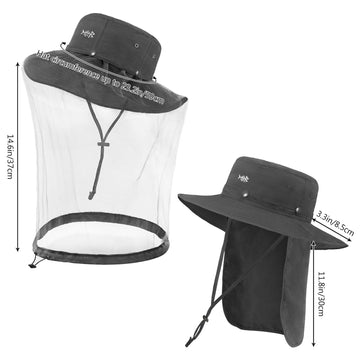 BASSDASH UPF50 hat shows brim and neck flap for full coverage