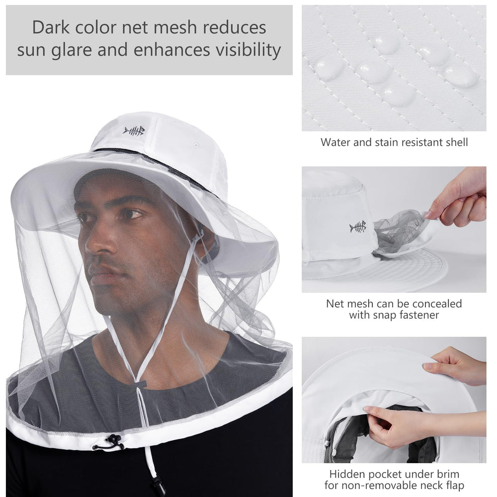 BASSDASH neck flap tucked under brim for compact travel.