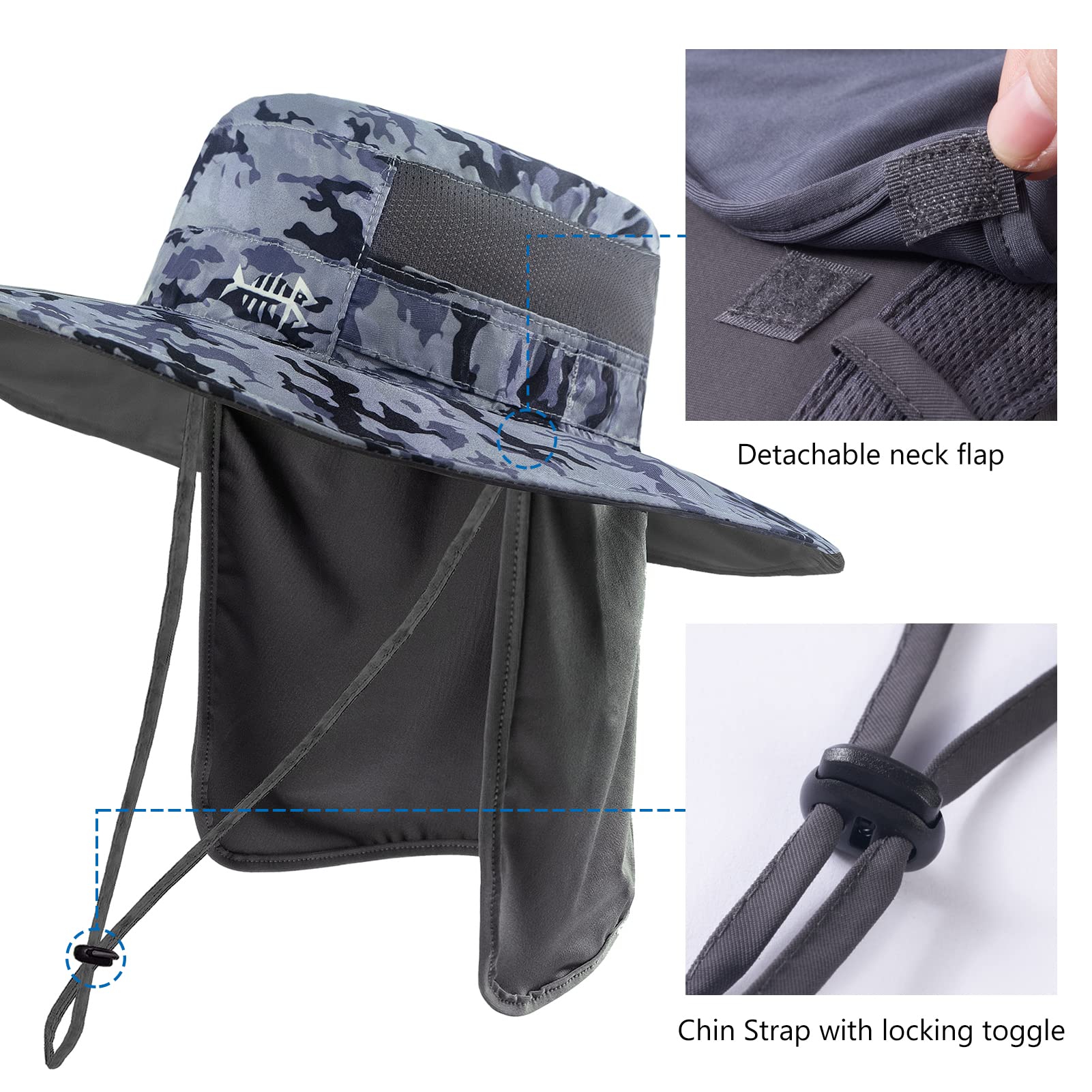 BASSDASH UPF 50+ sun hat adjustable back drawstring for a secure fit