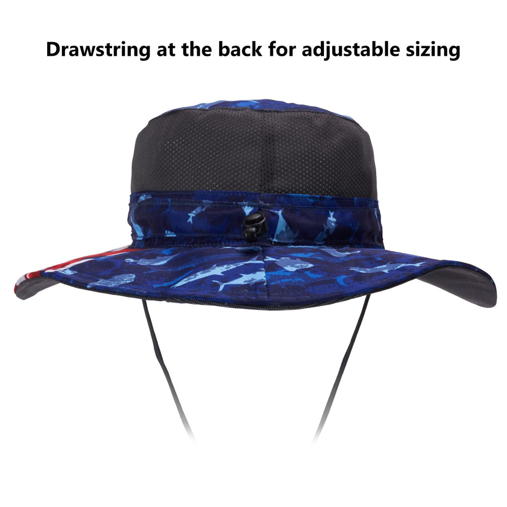 BASSDASH back drawstring adjusts fit for 22.5–24.5 inch heads