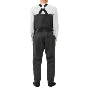 BASSDASH wader chest pocket zippered opening showcases quick gear access on water.