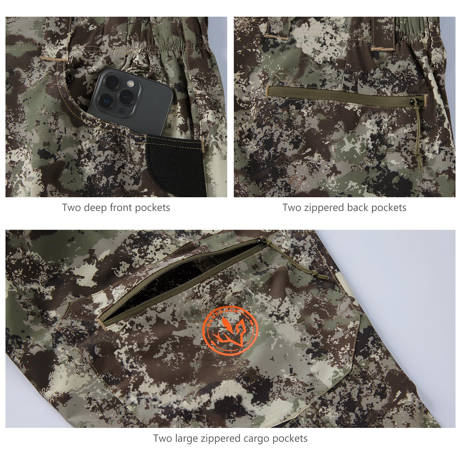 BASSDASH waist-closure detail shows partial elastic waist for secure, comfortable fit.