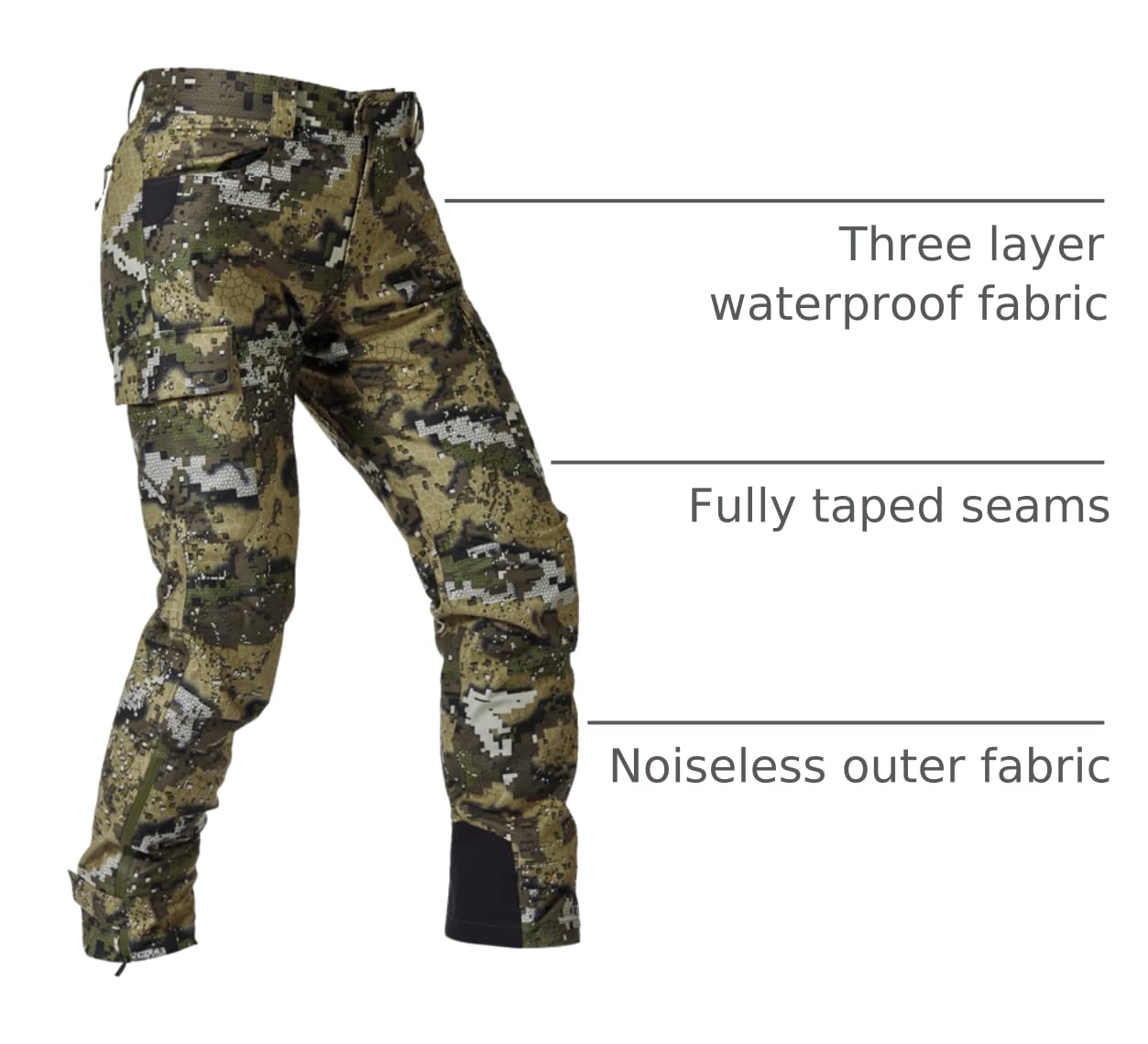 BASSDASH Walker pants with DESOLVE Veil Camouflage aids discreet viewing during hunts.