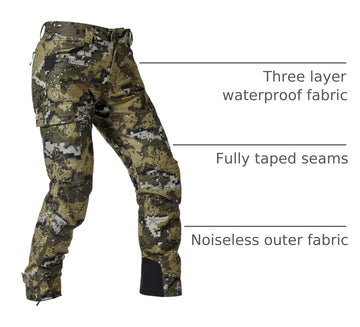 BASSDASH Walker pants with DESOLVE Veil Camouflage aids discreet viewing during hunts.