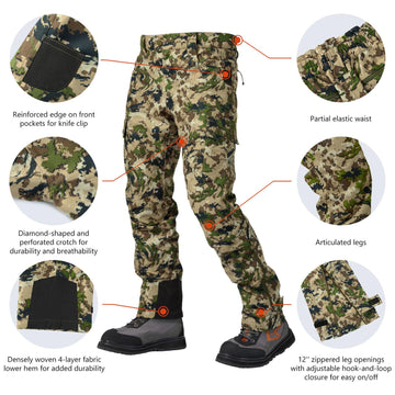 BASSDASH Walker pants leg-zip-calf-closure allows easy boot entry