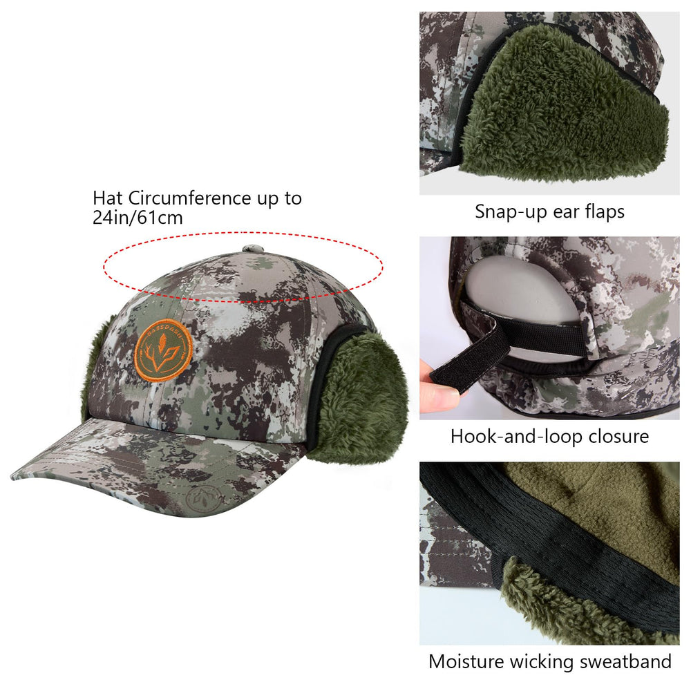 BASSDASH warm fleece hat ear flaps snap up demonstrates versatile coverage for changing weather