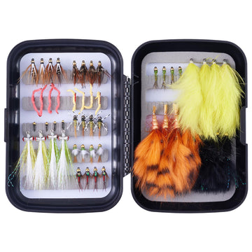BASSDASH 52-piece wet flies kit in a portable fly box