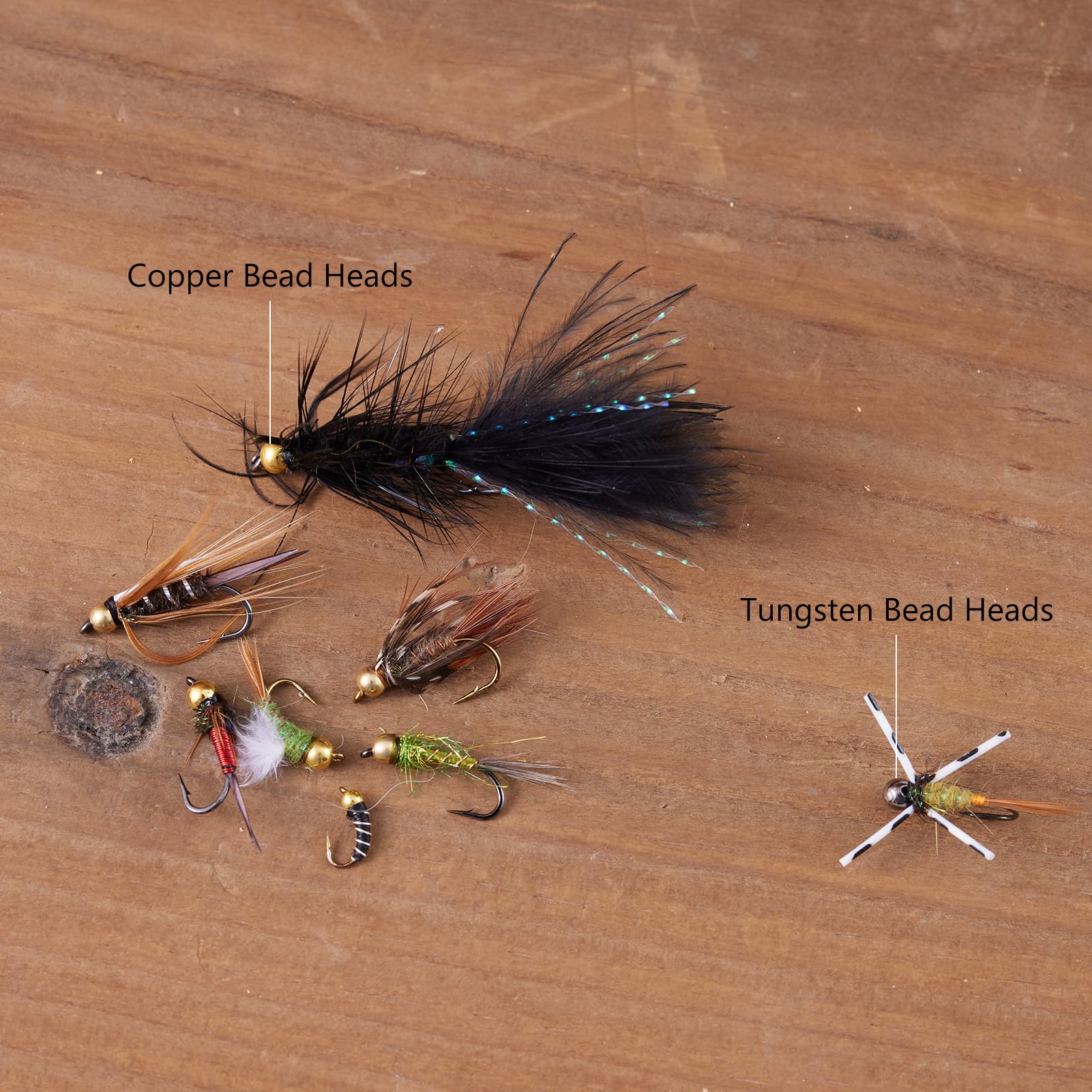 Copper John and Zebra Midge wet flies