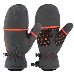 BASSDASH WinteFlex magnetic flip-top mittens in folded-back position.