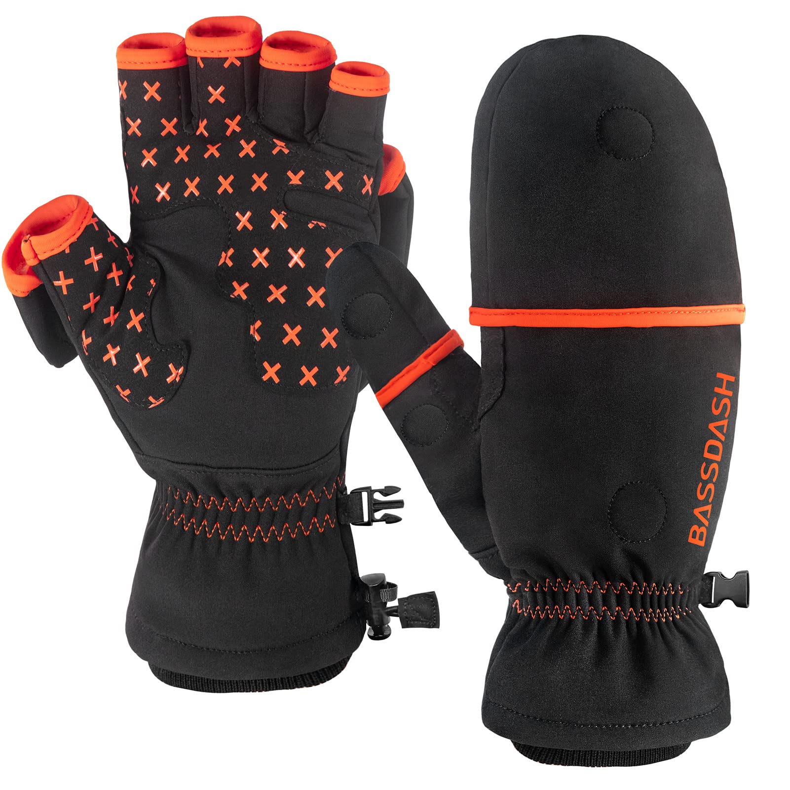 BASSDASH WinteFlex mitten with warm cuff and water resistance for cold days.