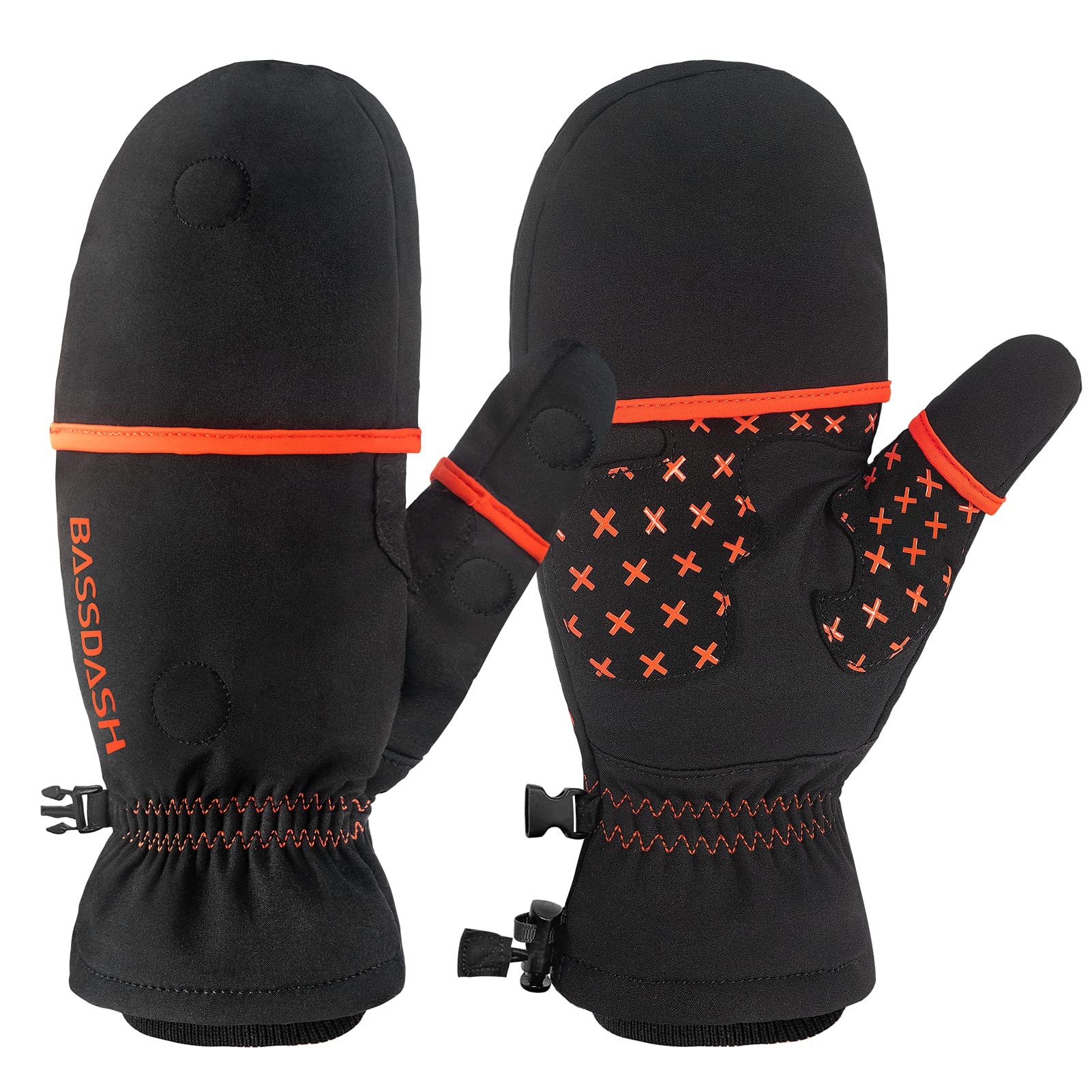BASSDASH WinteFlex built-in thumb pad protects wear during winter tasks.