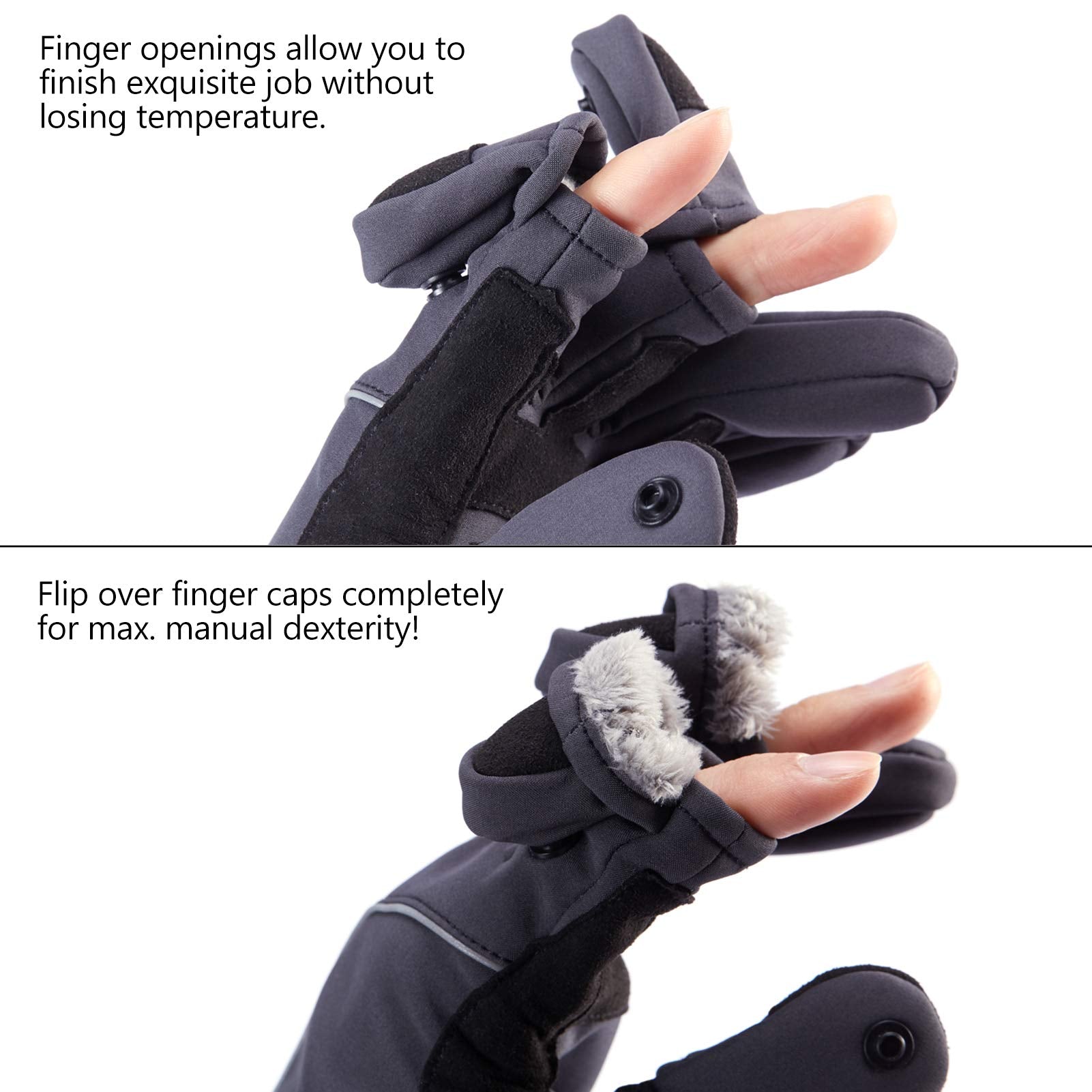 BASSDASH WintePro slip-proof synthetic leather palm ensures secure grip.