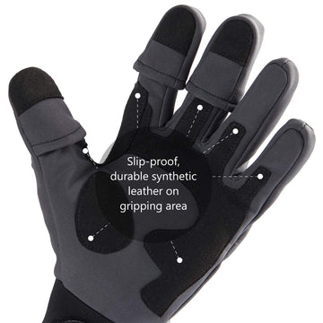 BASSDASH WintePro thumb-index-middle openings allow quick tackle changes without removing gloves.